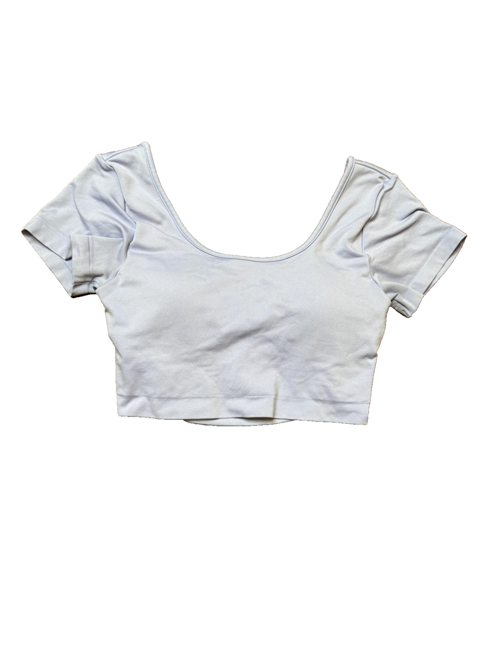 NVGTN Shirt Womens Small Lavender Crop Top Short Sleeve Scoop Neck Twist Active